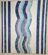 Load image into Gallery viewer, New Homemade "Ocean Waves" Quilt, 65"x76", Shades of blues, Batik Fabrics