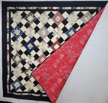 Load image into Gallery viewer, New Homemade "FIVE PLUS TWO" Quilt, 75"x75", "Barbershop Fabric"