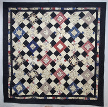 Load image into Gallery viewer, New Homemade "FIVE PLUS TWO" Quilt, 75"x75", "Barbershop Fabric"