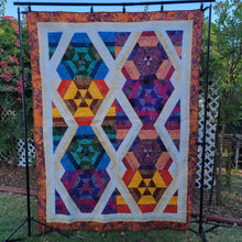 Load image into Gallery viewer, New Homemade "Radio Active" Quilt, 70"x93", multicolored Batiks 100% cotton
