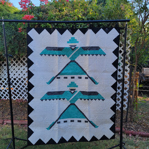 New Homemade "Feathered Dancer" Quilt, 48"x 61", Native American Theme