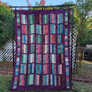 New Homemade "Colorful Picket Fence" Quilt, 56"x 80", Batik Fabrics