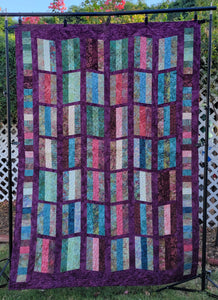 New Homemade "Colorful Picket Fence" Quilt, 56"x 80", Batik Fabrics