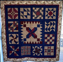 Load image into Gallery viewer, Honor Sampler Quilt Pattern (75 x 75) by Lisa McCabe Kentuckiana Country Quilt Shop Owner - Paper pattern