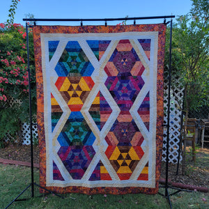 New Homemade "Radio Active" Quilt, 70"x93", multicolored Batiks 100% cotton