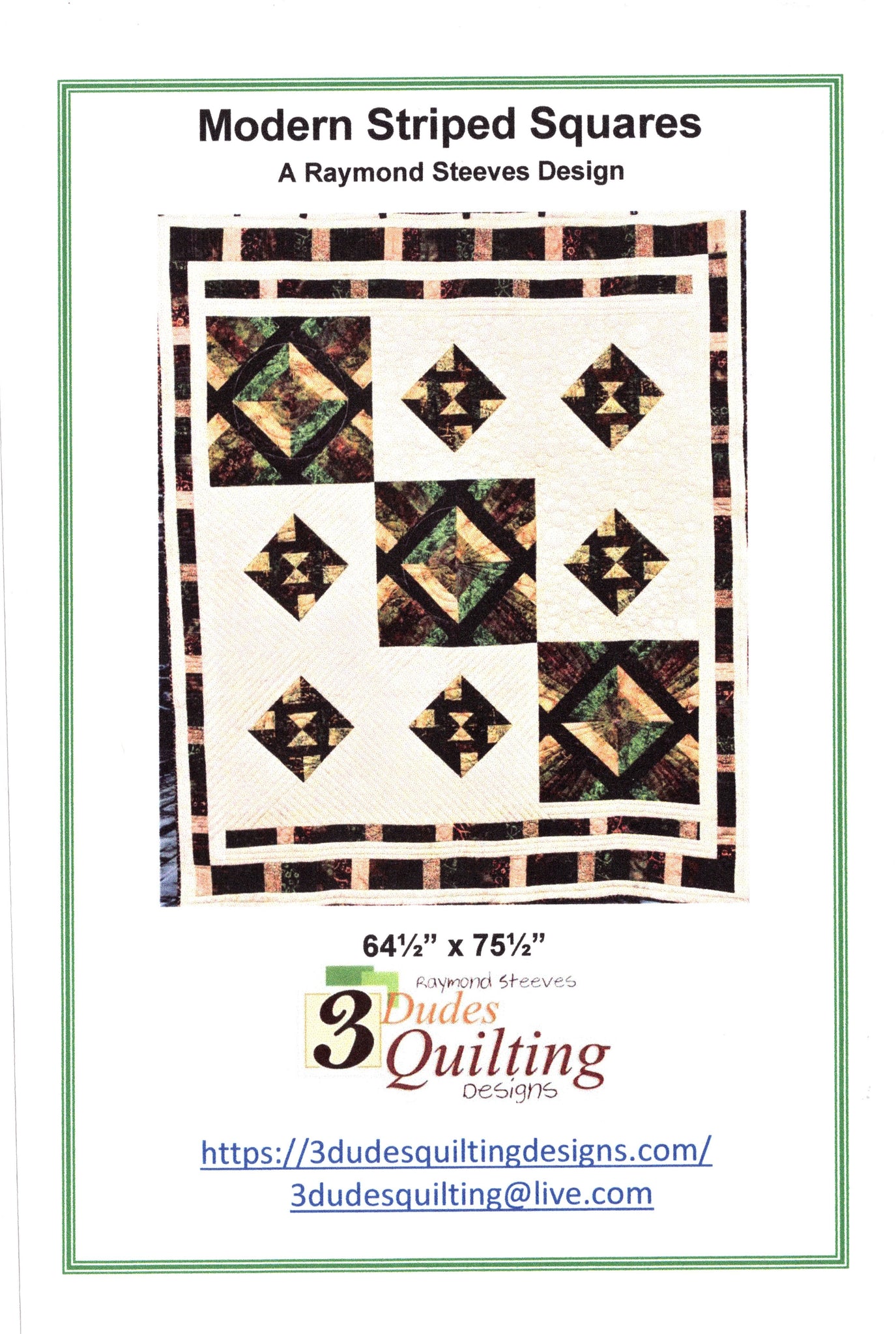 Modern Striped Squares Pattern Quilting Dudes Quilt – 3 Designs