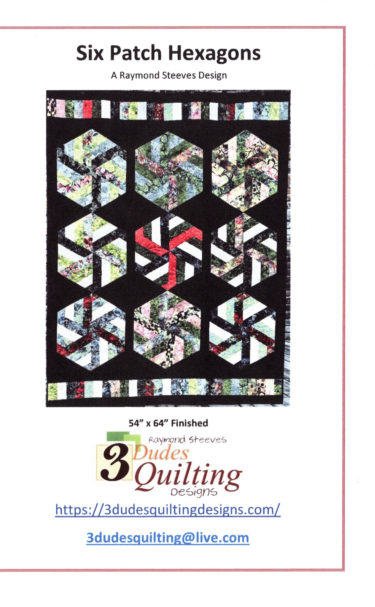 Six Patch Hexagons Quilt Pattern – 3 Dudes Quilting Designs