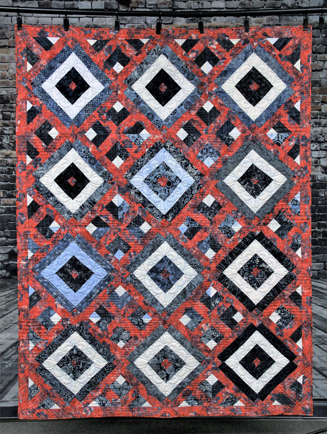 Squared Stripes on Point Quilt Pattern